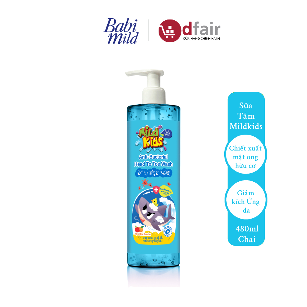 Sữa tắm gội cho bé babi mild kids sparkling 480ml