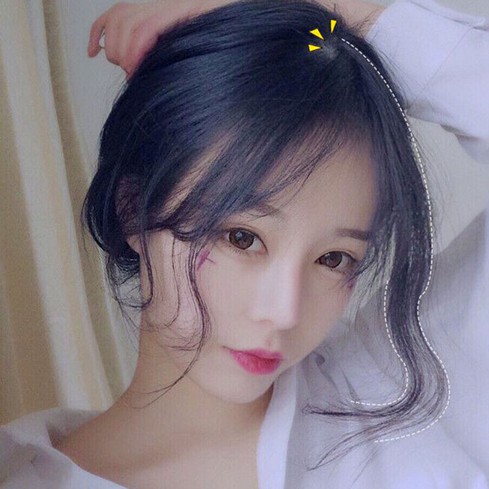 Tóc Mái Tổng Hợp Tự Nhiên Cho Nữ, Pháp Pha Trộn Clip Trong Phần Mở Rộng Tóc Tóc Mái Giả Tóc Side Fringe