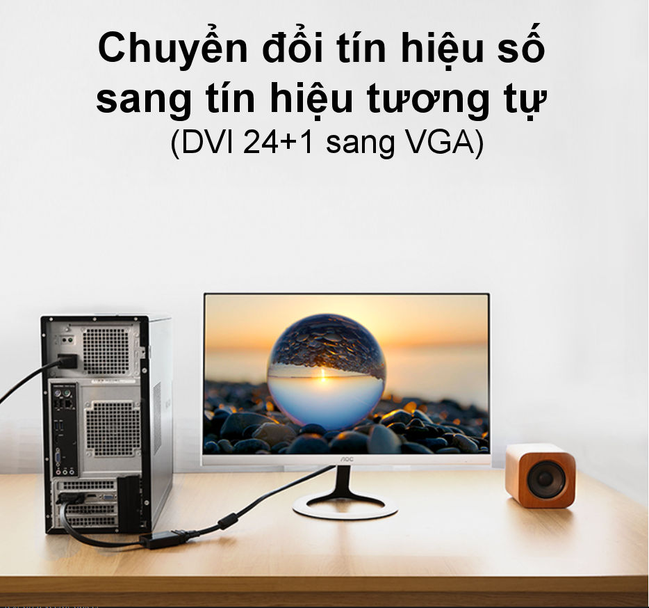 Bộ chuyển đổi (adaptor) DVI 24+1 sang VGA 30cm UGREEN MM108 40387 Bộ chuyển đổi (adaptor) DVI 24+1 sang VGA 30cm UGREEN MM108 40387