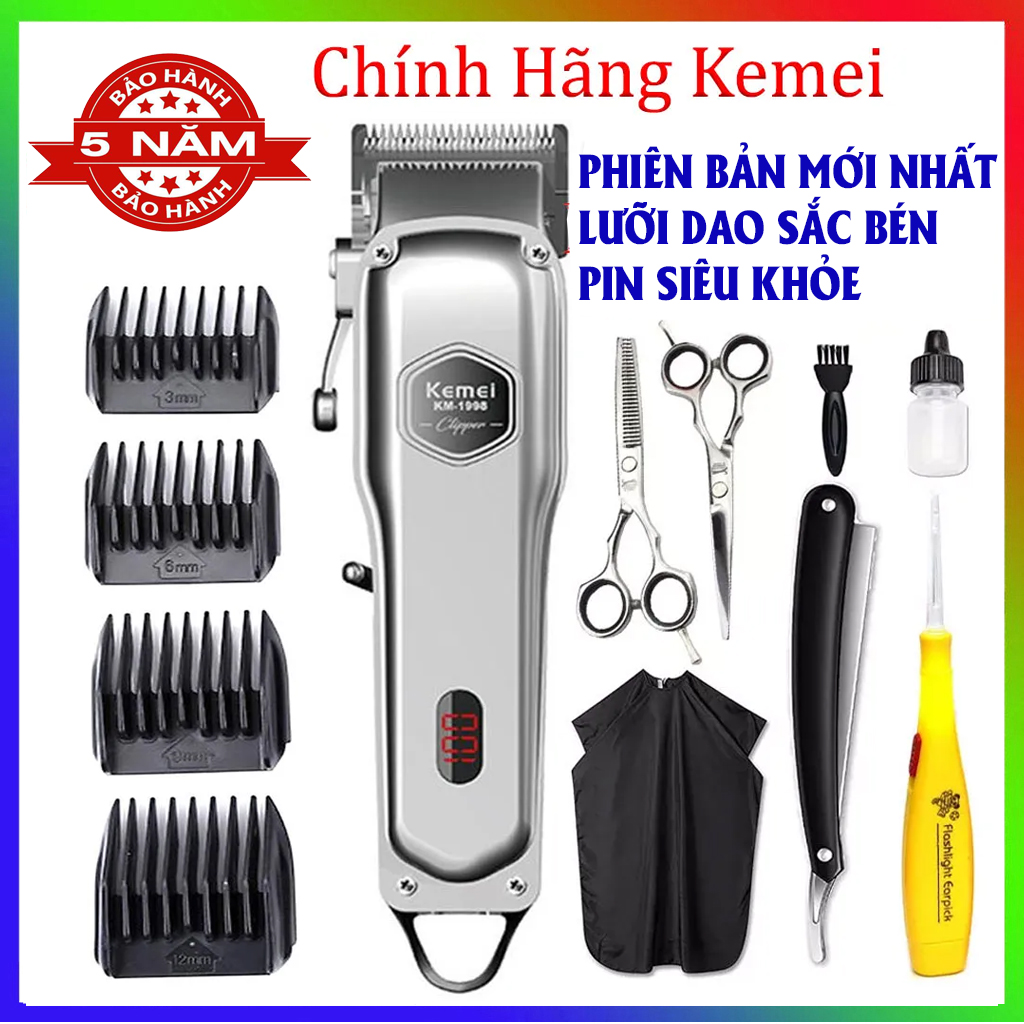 Tông đơ cắt tóc loại tốt, tăng đơ hớt tóc người lớn, trẻ em chuyên nghiệp, công suất cao, lưỡi cắt sắc bén, chính hãng kemei km-1998
