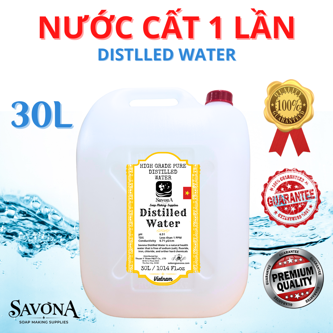 30L NƯỚC CẤT 2 LẦN - NƯỚC CẤT 1 LẦN - SAVONA DOUBLE-DISTILLED WATER - NƯỚC CẤT 2 LẦN cho sản xuất xà phòng, nguyên liệu mỹ phẩm, châm bình ắc quy, máy thở oxy - DOUBLE-DISTILLED WATER SAVONA