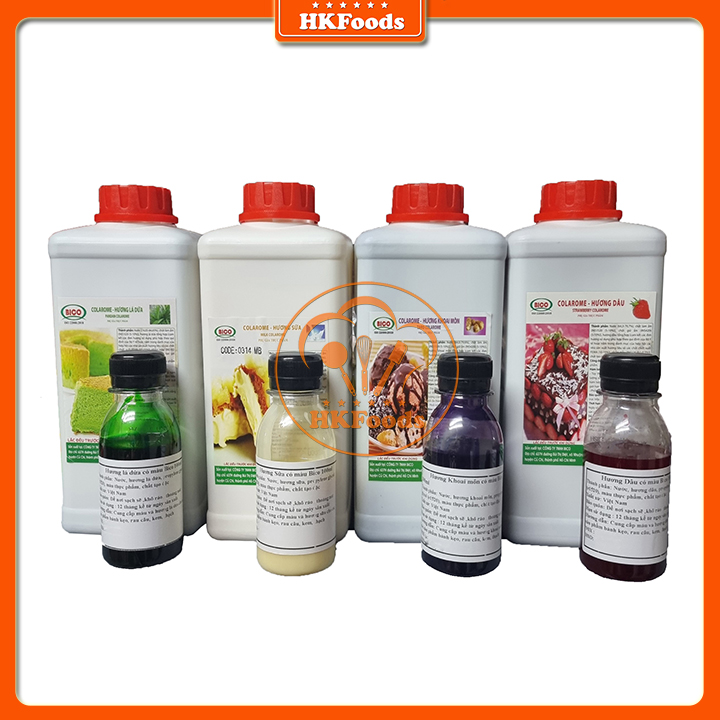 Hương Bico Tạo Màu Và Hương Cho Thực Phẩm Chai Nhỏ 100g (Lá Dứa, Sữa, Khoai Môn. Dâu)