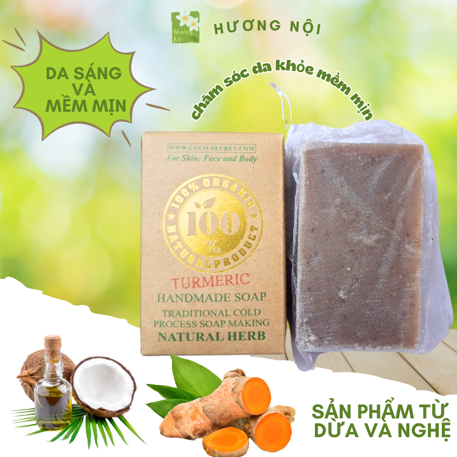 [HCM]Xà phòng dừa nghệ ngăn ngừa mụn giảm thâm sáng da Coco Secret 110g