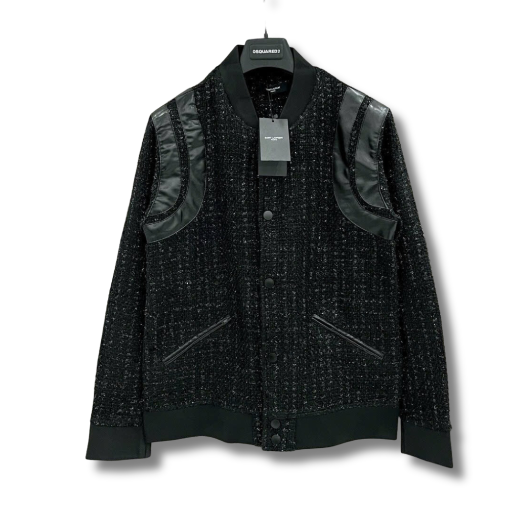 Áo khoác bomber nam phối da chất dạ Aru shop