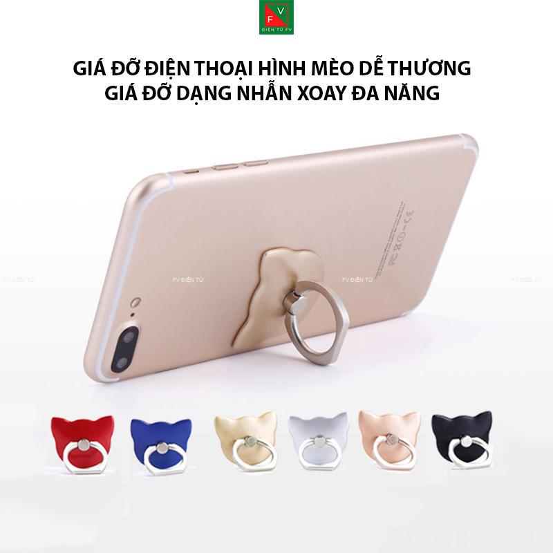 Giá đỡ điện thoại di động hình mèo dễ thương, Giá đỡ dạng nhẫn xoay đa năng