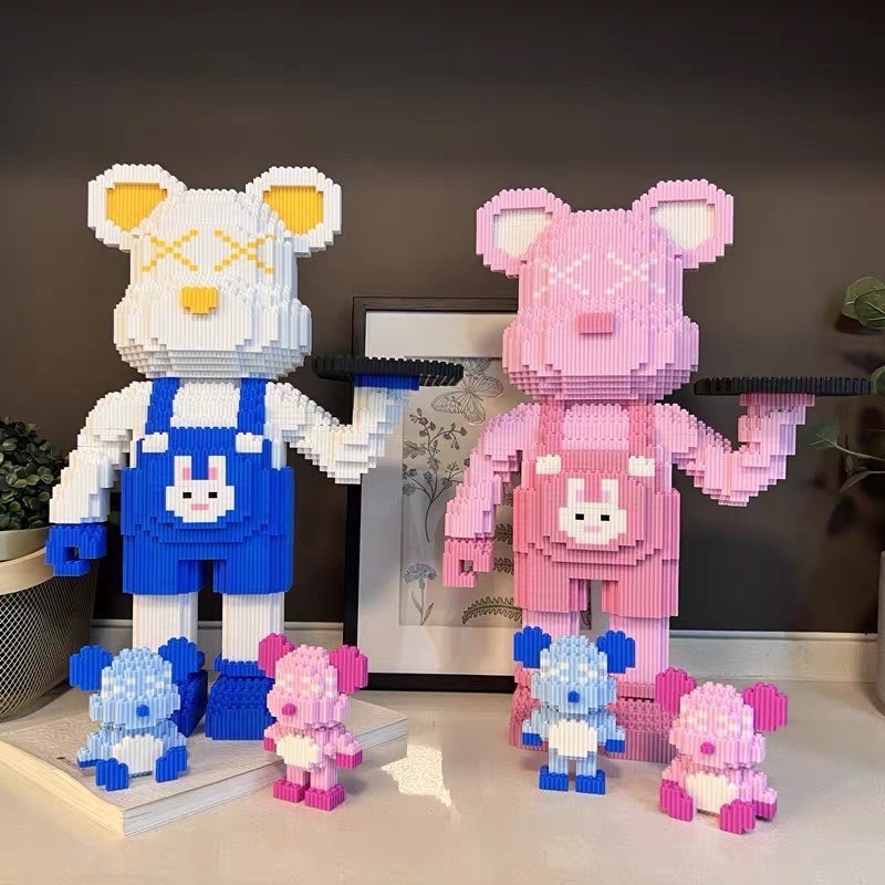 Lego xếp hình gấu bê khay size đại 50cm- Đồ chơi xếp hình lắp ráp cỡ lớn bearbrick