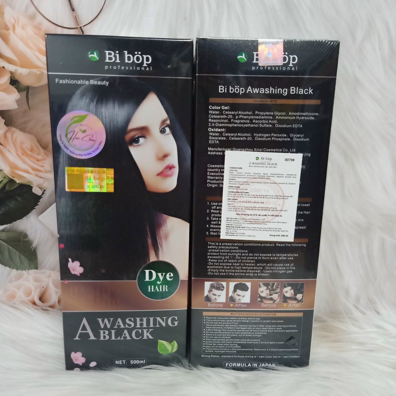 Dầu gội đen BIBOP dành cho tóc bạc chai 500ml giúp phủ màu tóc bạc không gây hại da đầu hoàn toàn từ thảo dược