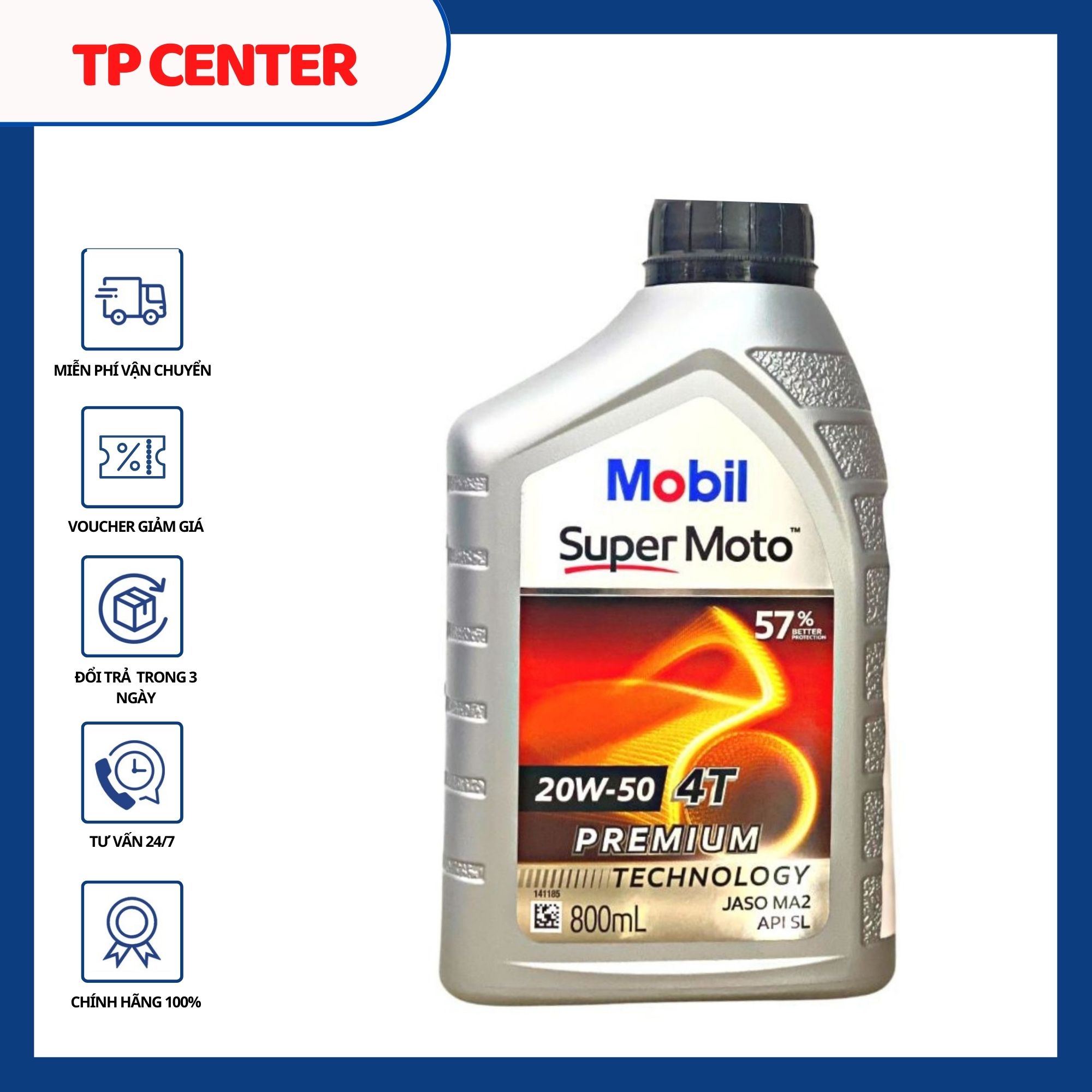 Nhớt xe số cao cấp mobil super 4t 20w50 800ml-1l