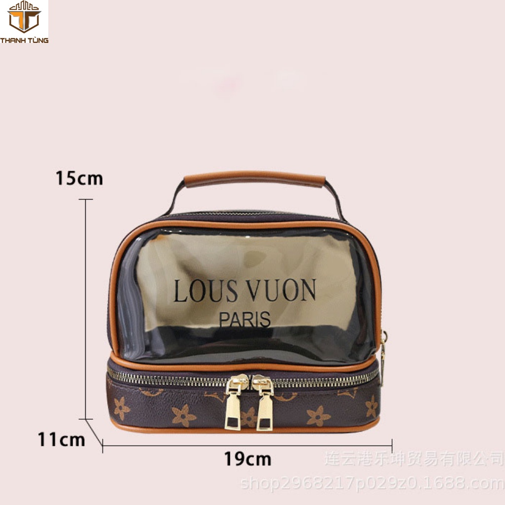 Túi đựng mỹ phẩm, đồ trang điểm lv trong suốt lous vuon mẫu hot nhất 2022