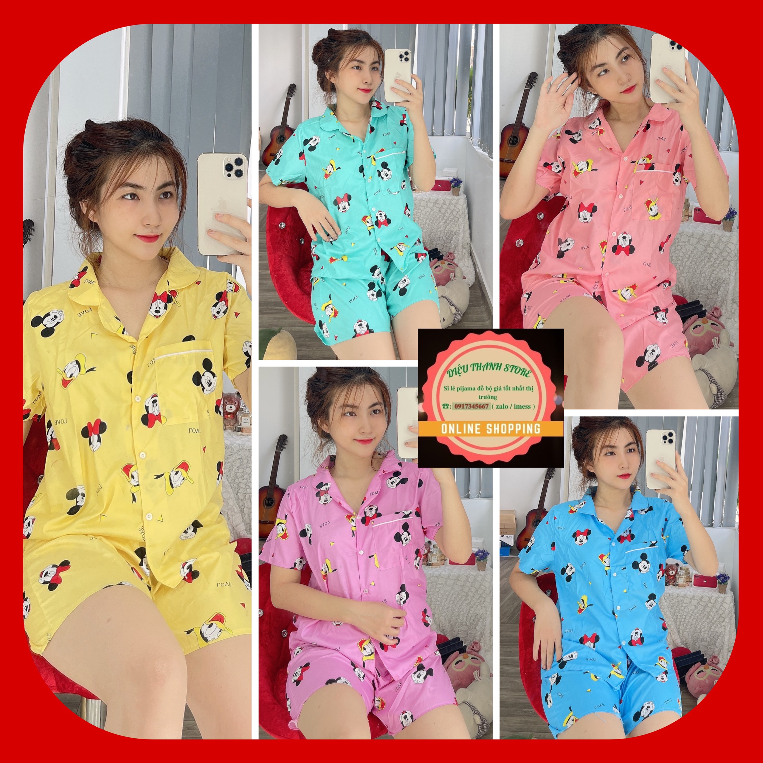 Đồ bộ kate ngắn mickey form từ 49kg đến 60kg