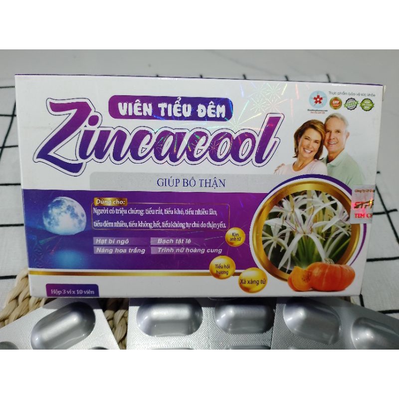 Viên uống giảm tiểu rắt, tiểu khó, tiểu nhiều lần, tiểu đêm zincacool. hộp 30 viên.
