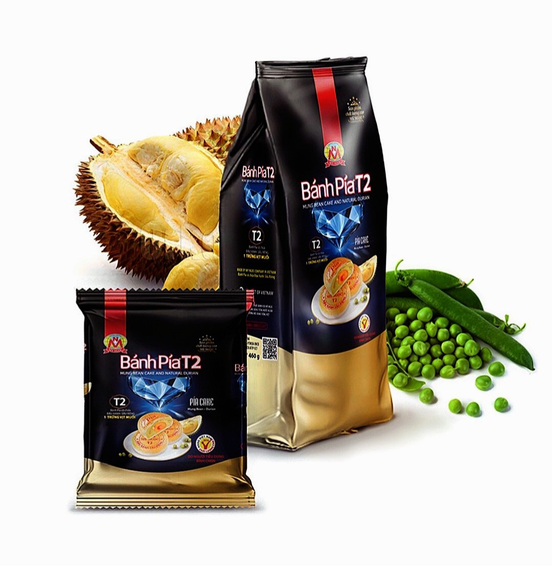 460g 4 Bánh pía T2 đậu xanh SẦU RIÊNG thượng hạng, CHẤT XƠ TỐT cải thiện HỆ TIÊU HÓA giảm CHOLESTEROL XẤU
