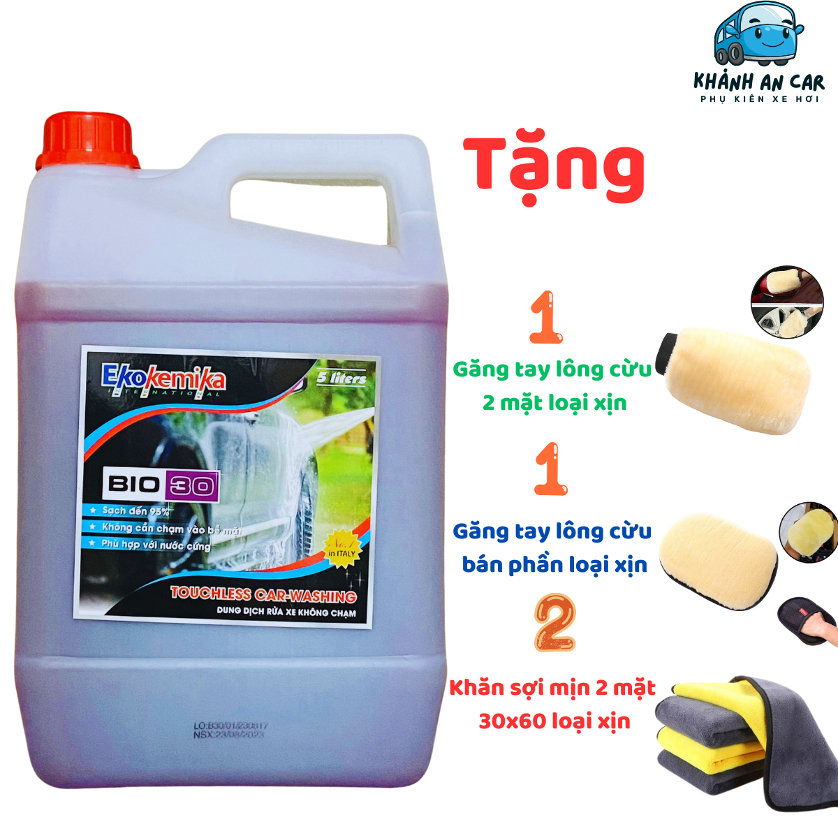 Nước rửa xe , Bọt rửa xe không chạm cao cấp Ekokemika Bio 30 1 Can 5 Lít. Tặng combo cao cấp