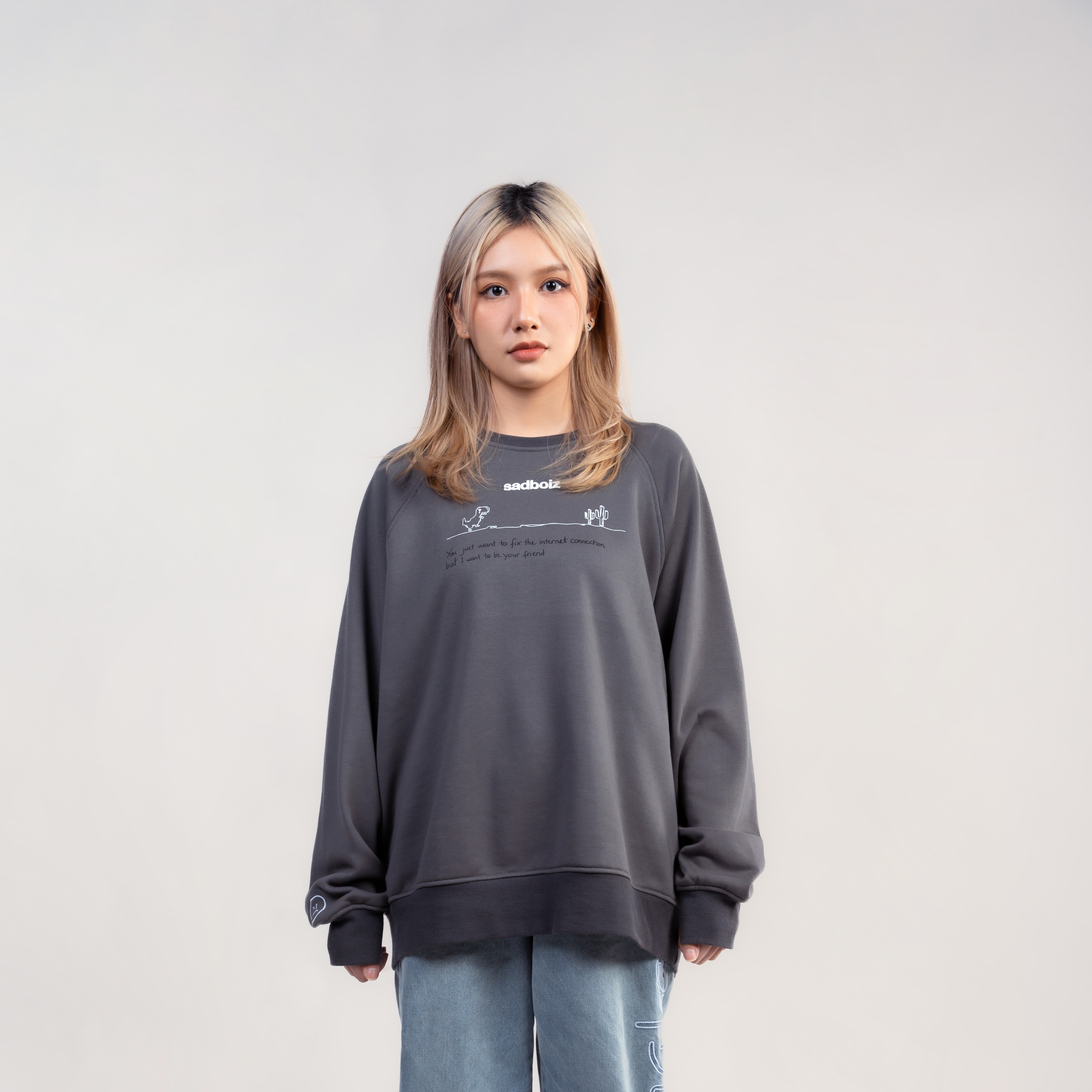 Áo sweater sadboiz saddino màu xám