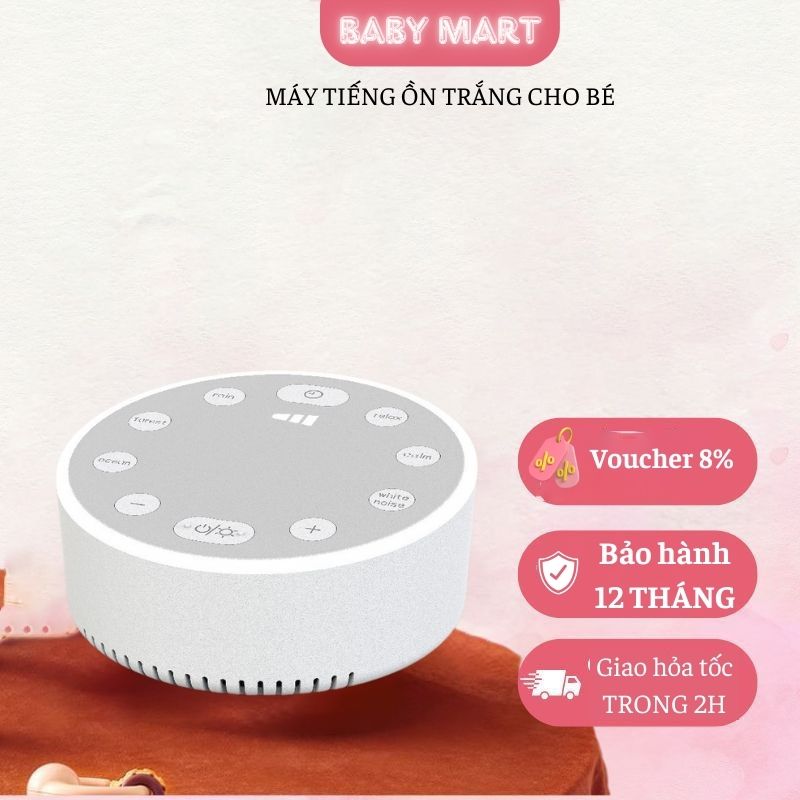 Máy tạo tiếng ồn trắng giúp bé ngủ ngon sâu giấc máy ru bé ngủ ngon có thể tuỳ chỉnh âm thanh dễ dàng nhiều chế độ nhạc có hẹn giờ đèn ngủ cho bé nhỏ gọn dễ dàng mang theo pin dùng được lâu