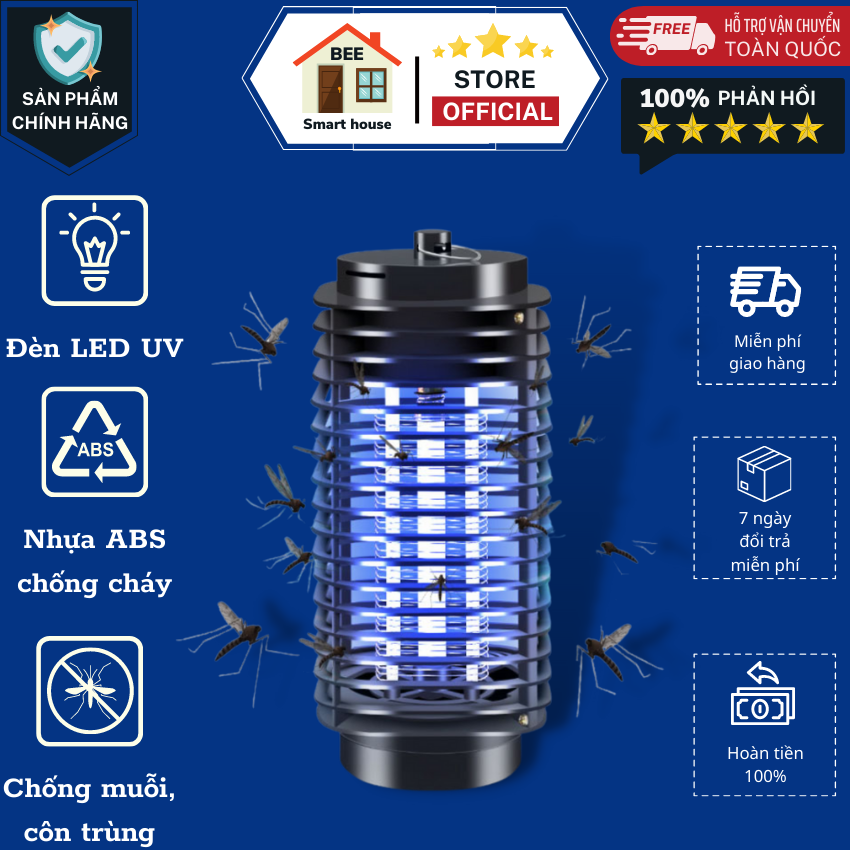 Đèn bắt muỗi Chuồn Chuồn 11W hiệu quả, bóng máy băt muỗi model đuổi chống diệt côn trùng, Đèn Diệt Côn Trùng Thông Minh