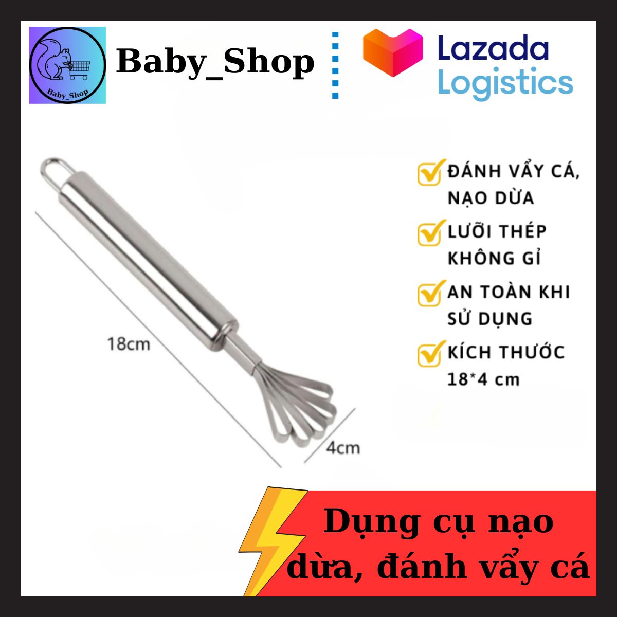 Đánh vảy cá inox, cây đánh vảy cá. Dụng cụ đánh vảy cá kiêm nạo dừa - dụng cụ đánh vảy cá cao cấp