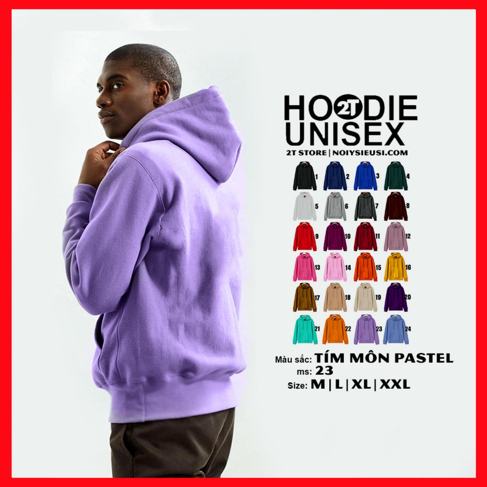 [4.4 HOÀN TIỀN 15%][HCM]ÁO KHOÁC NỈ HOODIE TRƠN NÓN 2 LỚP DÀY DẶN UNISEX 2T STORE - TÍM KHOAI MÔN