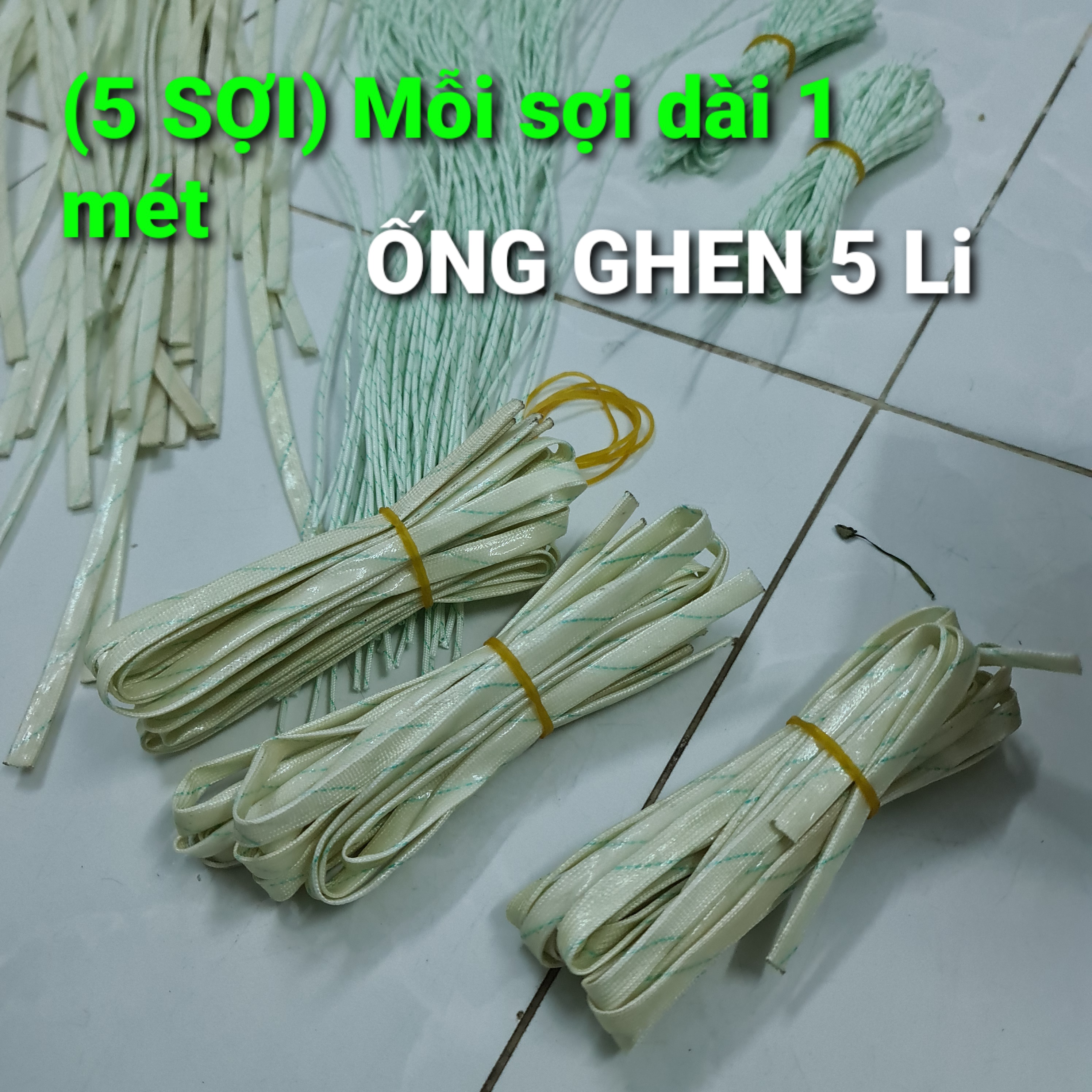 Ống ghen 5 li. (5 sợi, mỗi sợi dài 1 mét). Ống ghen cách điện, cách nhiệt, chống cháy. Ống ghen bọc dây điện (Không phải ống ghen co nhiệt).