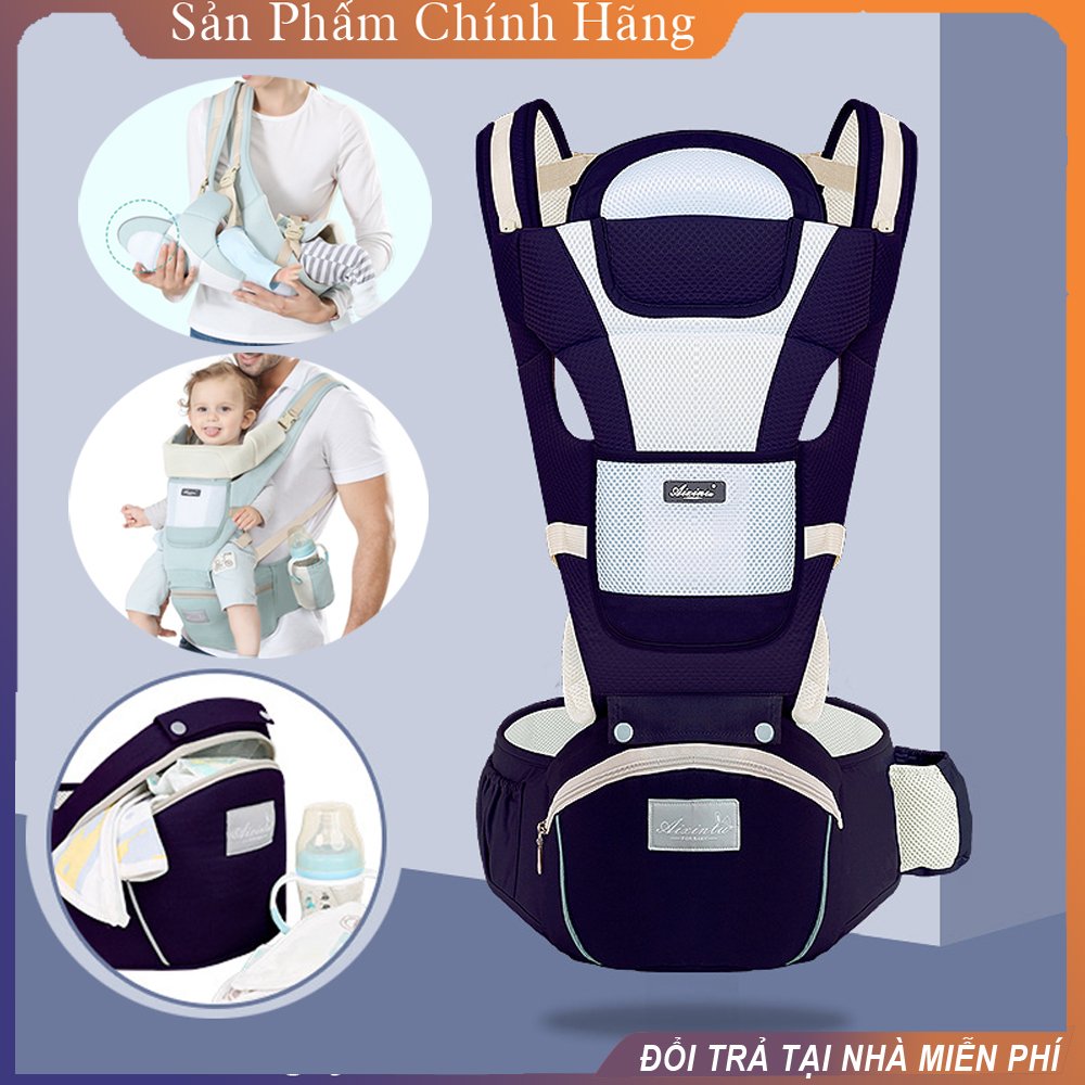 Địu em bé cao cấp BABY CARRIES làm địu ngồi, địu võng, địu đỡ cổ, địu trợ lực có ngăn đựng đồ đựng bình sữa, phản quang bạn đêm, lớp vải cotton thống hút êm ái mềm mại cho bé sơ sinh đến 36 tháng