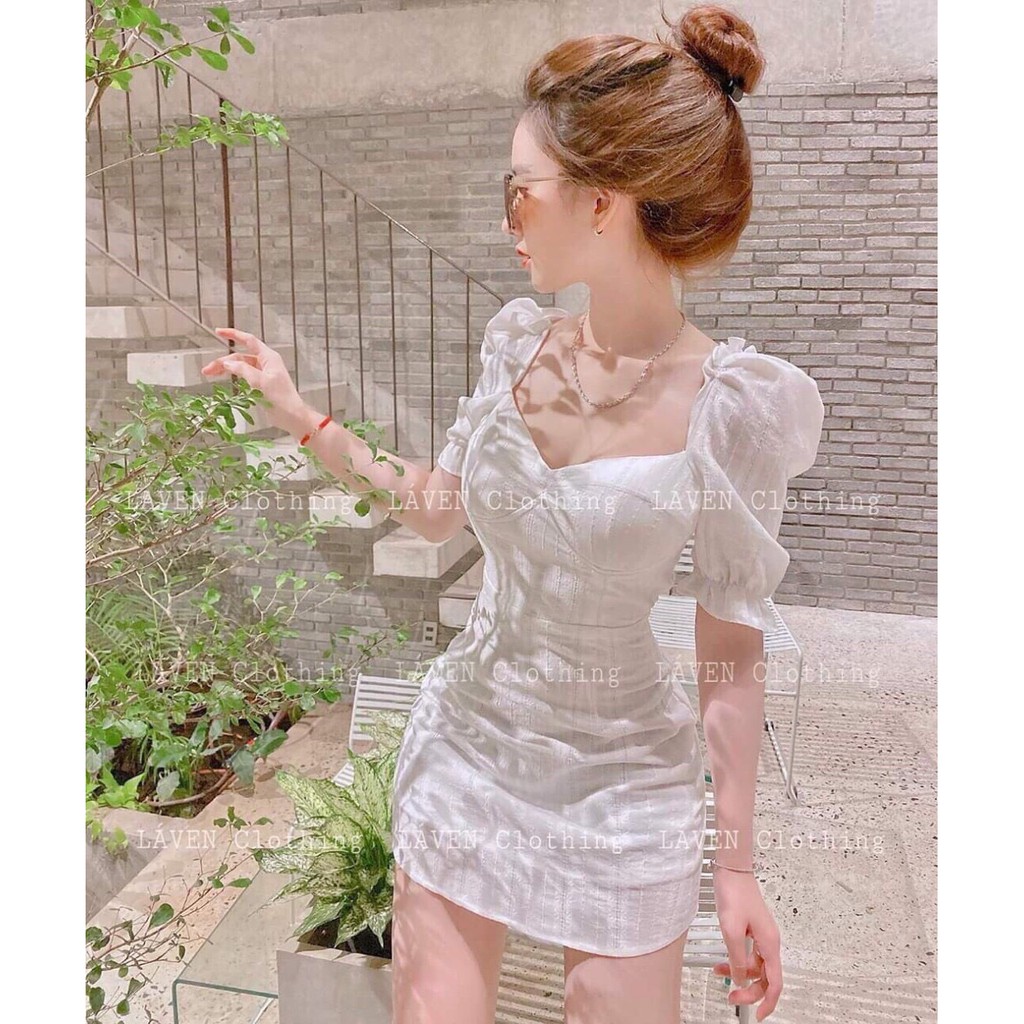 Váy Nữ Cup Ngực Tay Bồng Cao Cấp Quyến Rũ