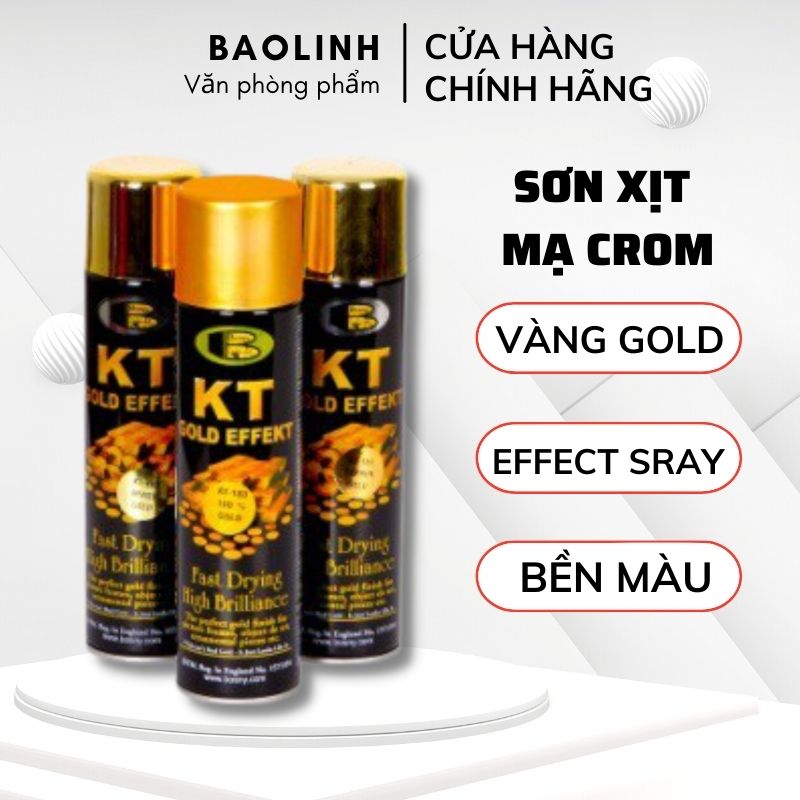 Sơn Phun Mạ Vàng KT Bosny - Sơn Xịt Màu Vàng Gold