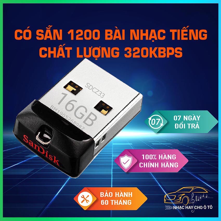 Usb ô tô nhạc hình + nhạc tiếng💖freeship💖usb cho ô tô chính hãng - 16gb cực hot, bảo hành 5 năm