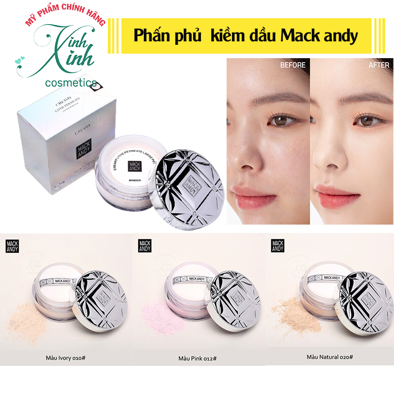 PHẤN PHỦ KIỀM DẦU MACK ANDY | Thiết kế sang trọng thấm dầu hiệu quả với 3 tone màu trend 2021