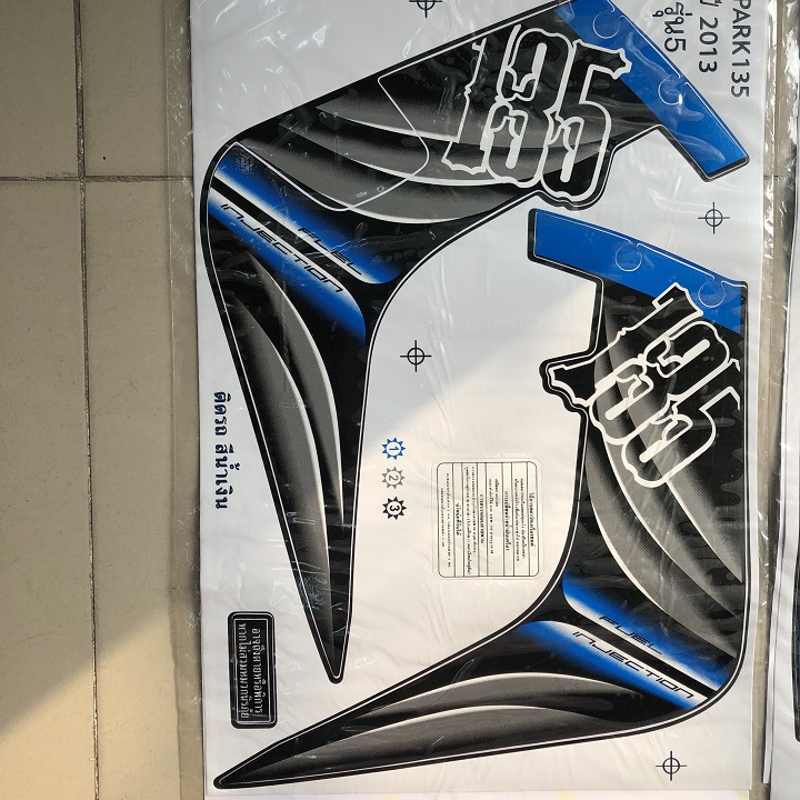Tem spark 135i dành cho exciter 2010- Xanh dương đen