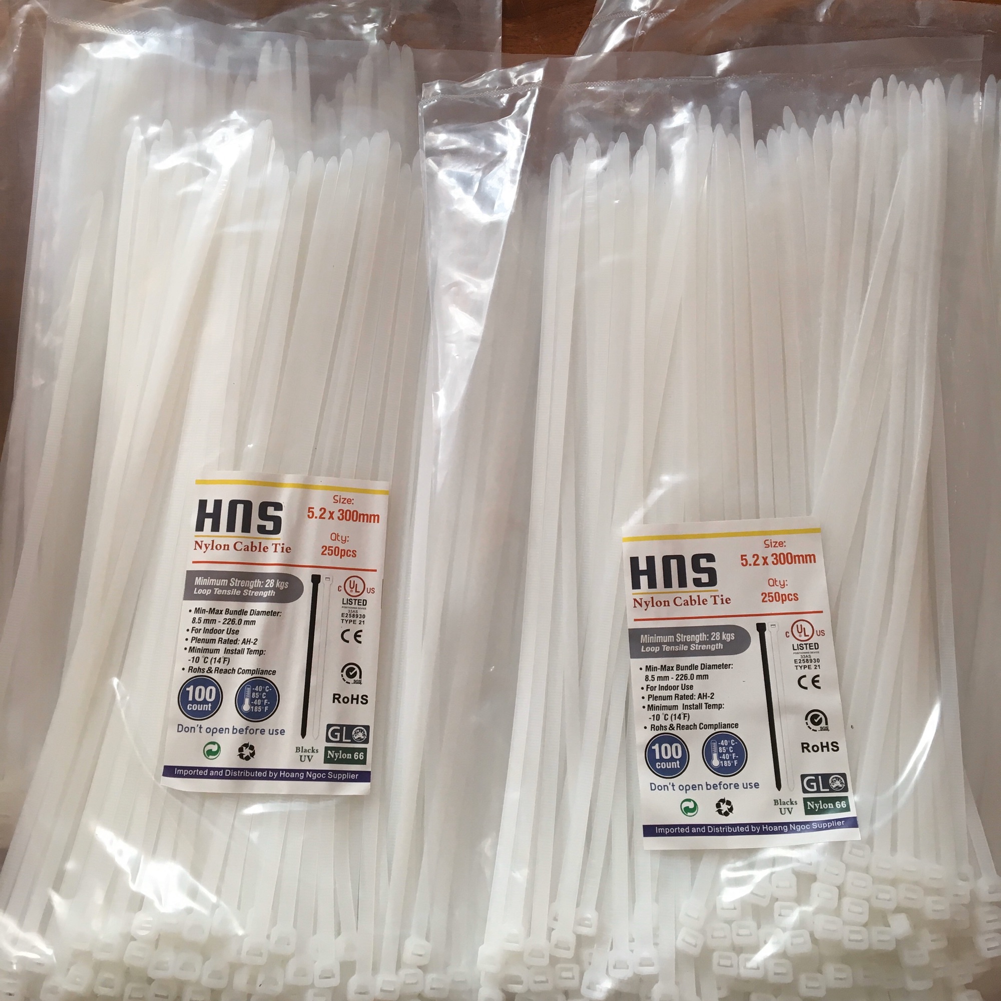 Túi 250 sợi dây rút nhựa, dây thít, Lạt nhựa 30cm (5,2x300mm bản to)