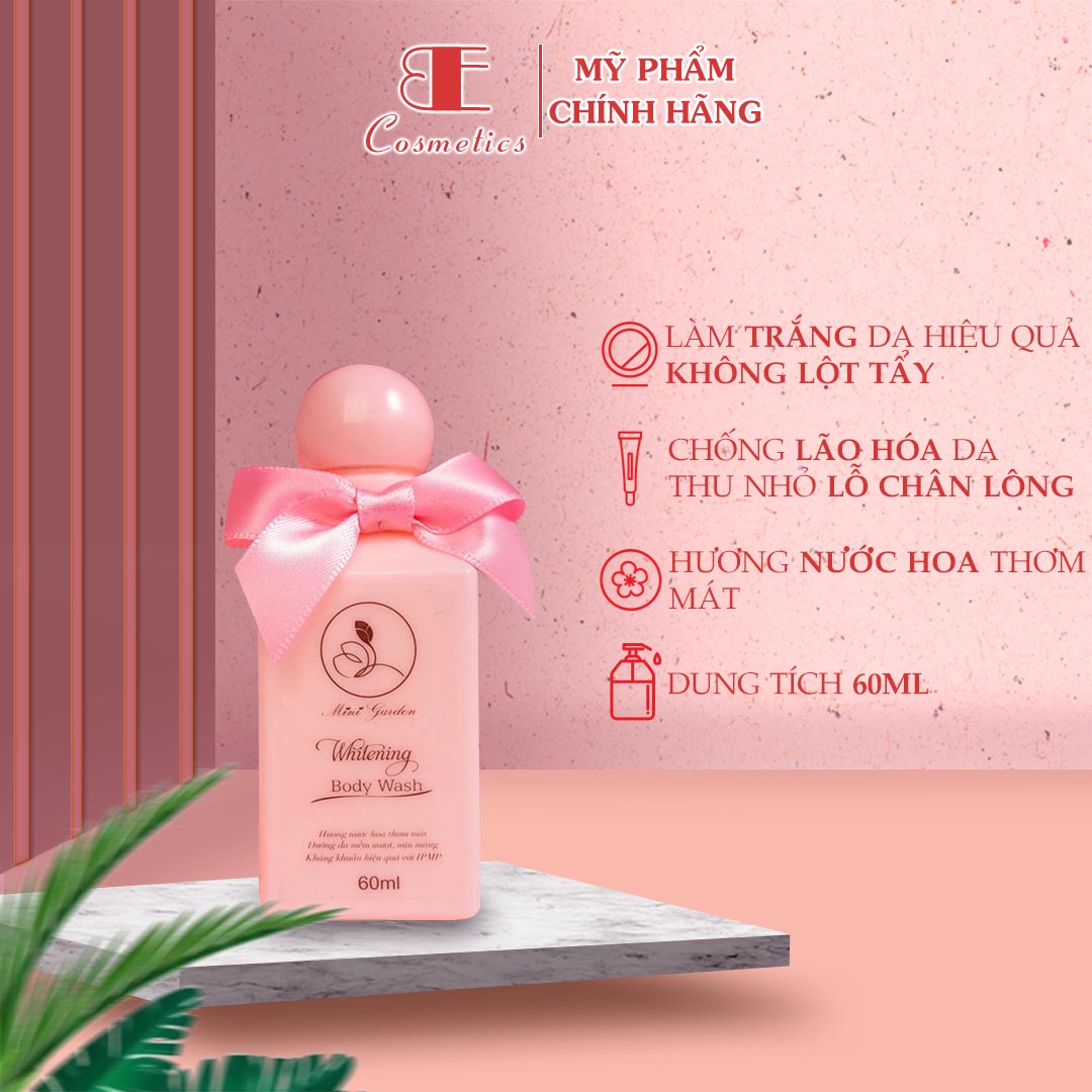 [MẪU THỬ- ]Sữa tắm men bia dung tích 60ml Mini Garden Whitening Body Wash dưỡng trắng da hiệu quả, sữa tắm nước hoa (ST0001) Ebi Cosmetics