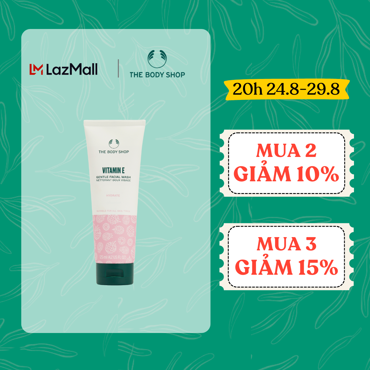 Sữa Rửa Mặt Vitamin E Gentle Facial Wash 125ml THE BODY SHOP