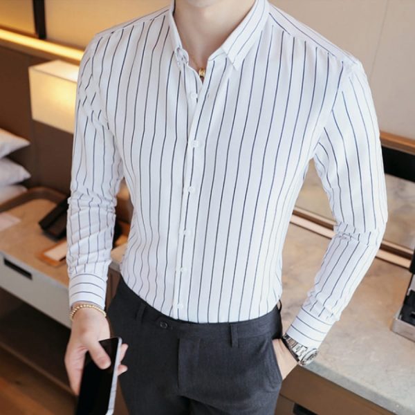 [HCM]Áo sơ mi nam đẹp ???????????????????? Áo sơ mi trắng nam sọc đẹp ?? Áo sơ mi sọc  đi đám cưới tiệc thoáng mát không nhăn mềm mịn sang trọng
