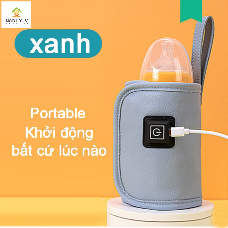 Túi Ủ Bình Sữa Thông Minh Warm Bear phù hợp với tất cả loại bình chất liệu da, nhiều chế độ - Máy hâm bình sữa cao cấp xách tay sử dụng bộ sạc di động thông minh đầu cắm USB tiện lợi, thiết kế nhỏ gọn