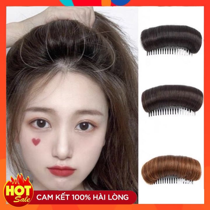 Tóc mái ❤️ảnh thật❤️tóc giả mái độn phồng mái loại cài làm bằng tóc tơ, loại mới, nhiều mau, dễ đeo, dễ tháo