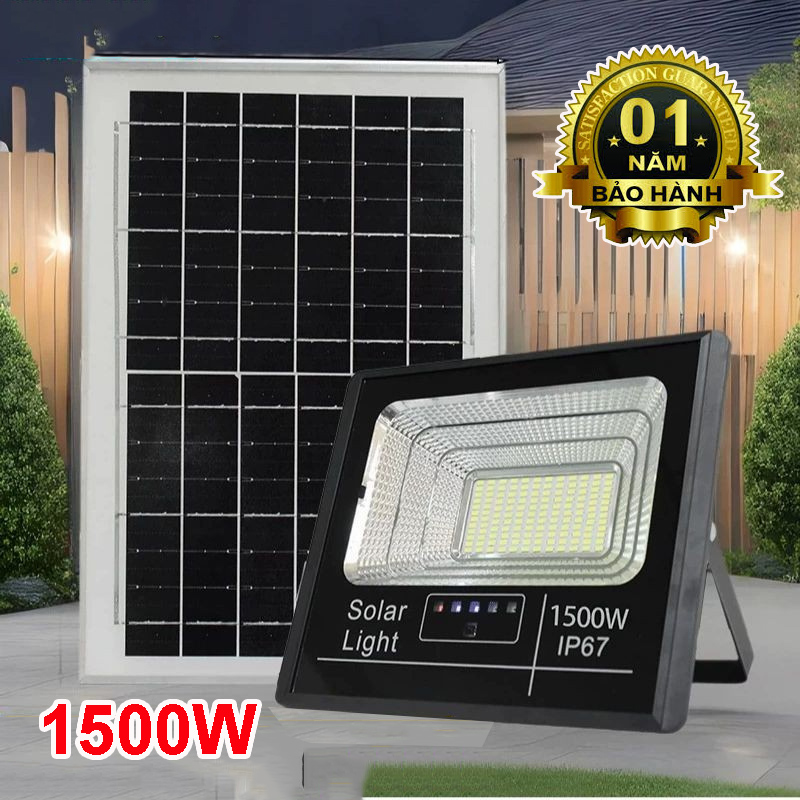  Đèn năng lượng mặt trời siêu sáng công suất 1500w chiếu sáng 8-12 tiếng chống nước bảo hành 12 tháng 