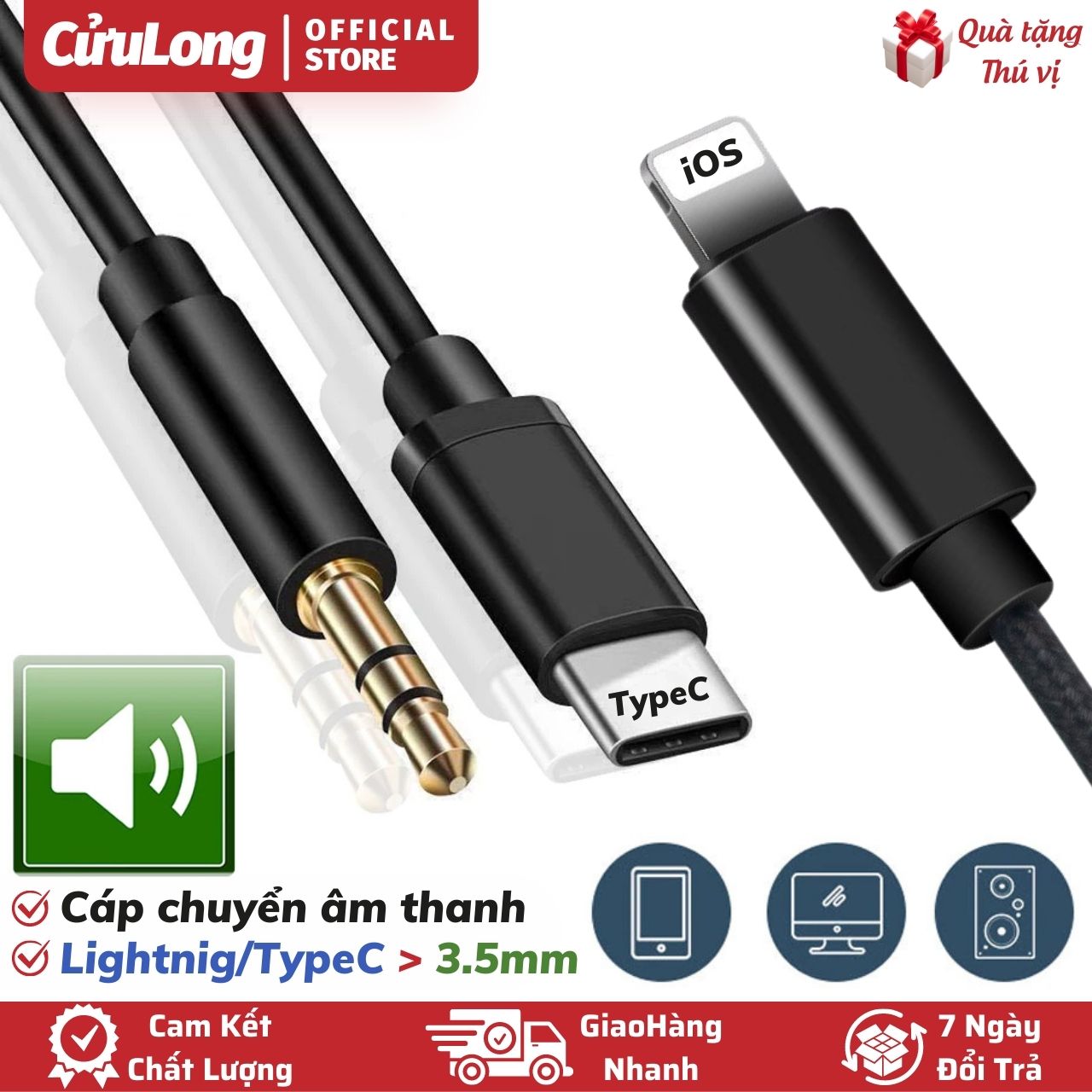 Cáp Chuyển Đổi Lightning Type C Sang 3.5mm cho âm thanh cho samsung jack đầu chuyển audio lightning cho iphone