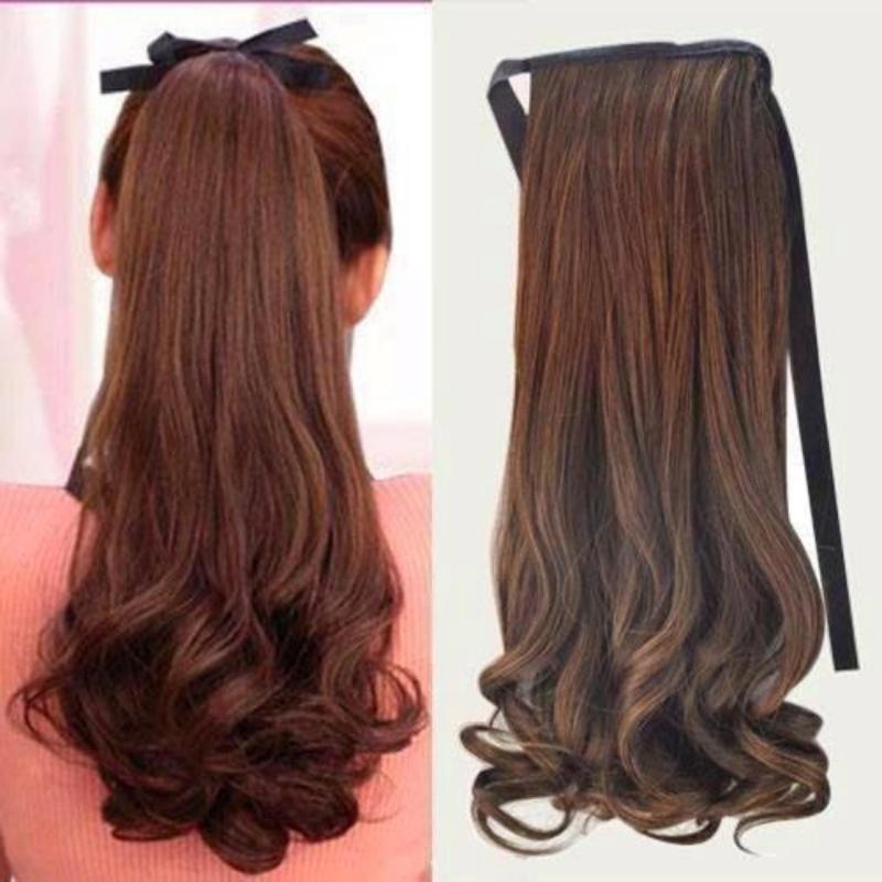 tóc giả cột duôi xoăn màu nâu hạt dẻ 2/33