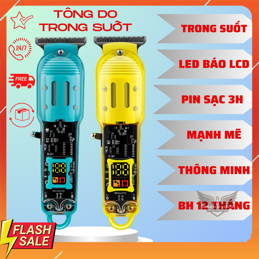 Tông đơ cắt tóc trong suốt màn hình led hiển thị kỹ thuật số