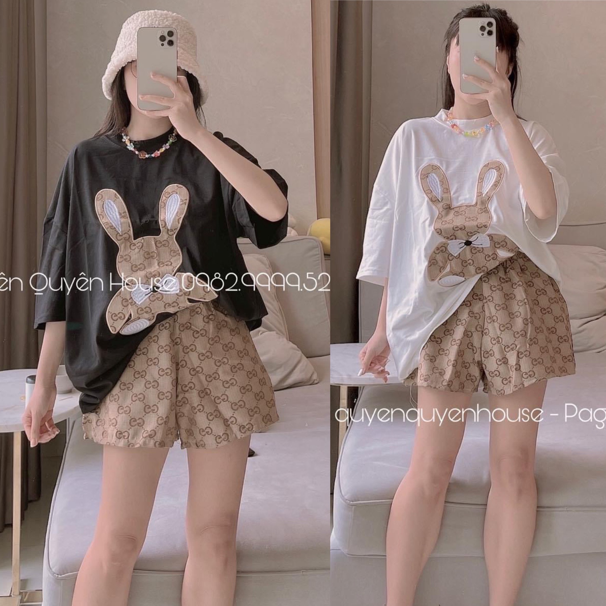 Set bộ đồ nữ áo thun gc + quần gc đùi