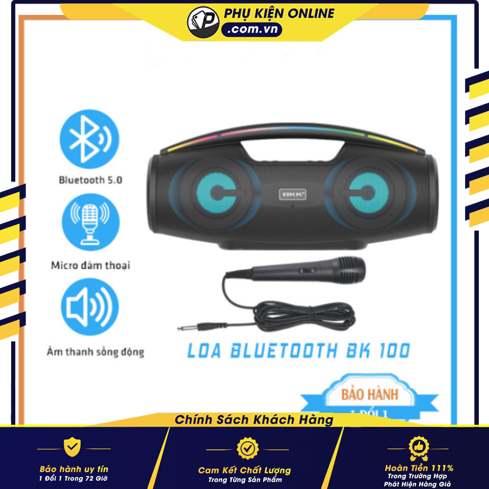 Loa bluetooth karaoke có mic BKK100 cao cấp, giá rẻ,công nghệ blutooth 5.0 BINTECH