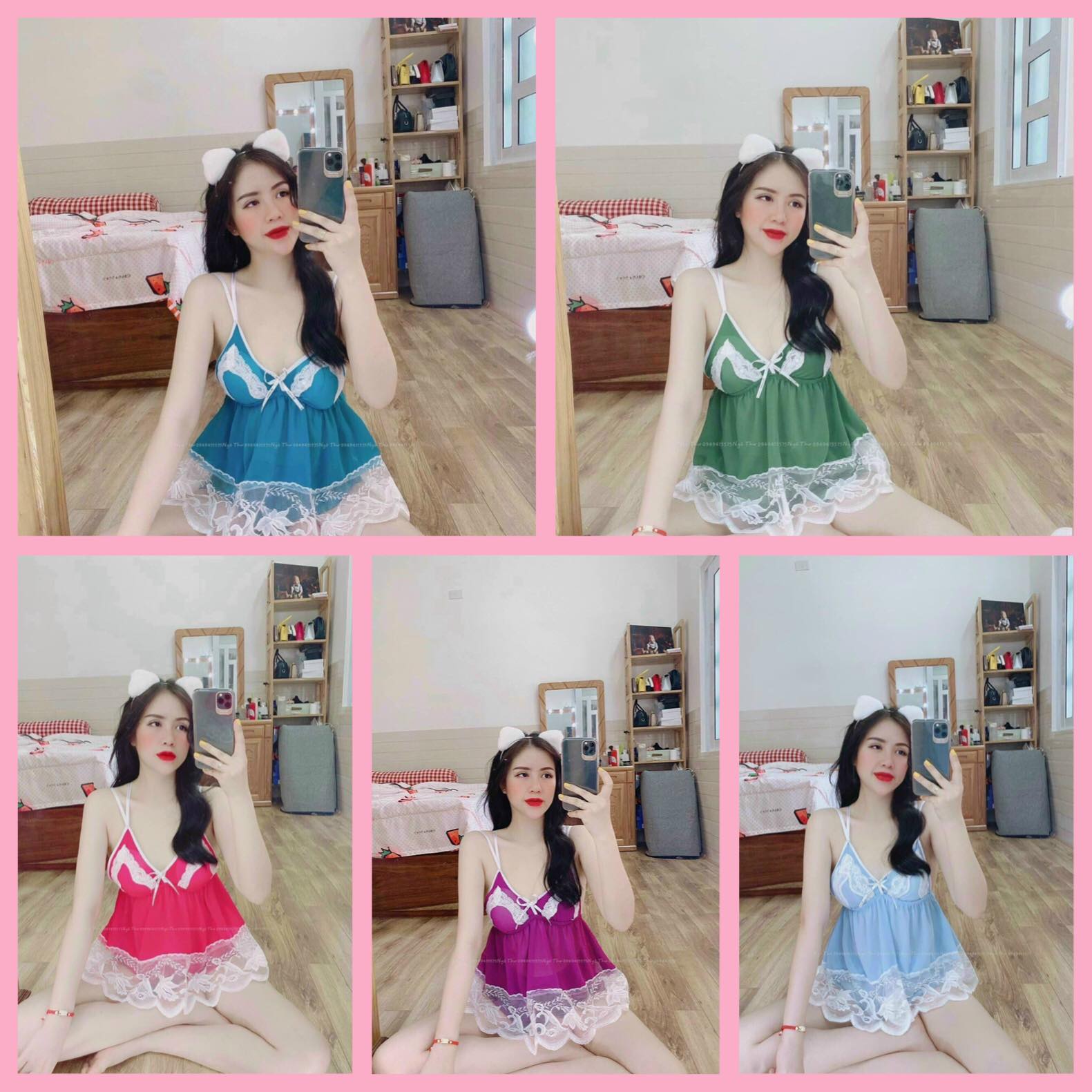 Đồ ngủ sexy nữ- đồ ngủ 2 dây có mút ngực chất voan cực mát