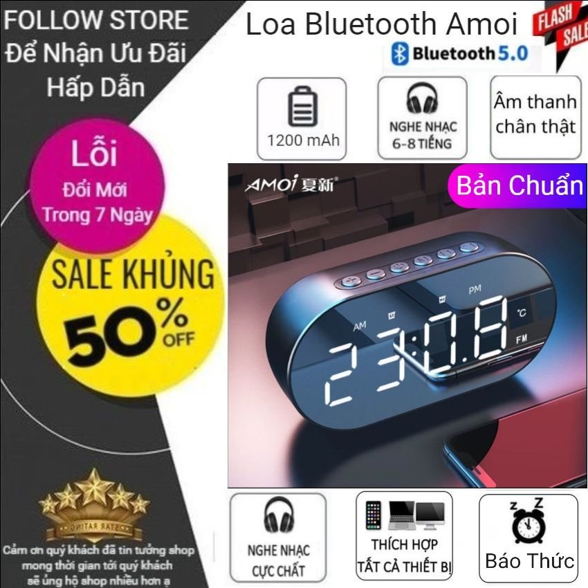 [BEST SALE] Loa Bluetooth Amoi M1 - Loa Đồng Hồ Bluetooth - Loa Bluetooth 5.0 Âm Thanh Cực Chất, Âm BASS Siêu Trầm - Loa Bluetooth Giá Rẻ - Loa Bluetooth MINI - Tích Hợp Với Tất Cả HĐH Androids, IOS,...