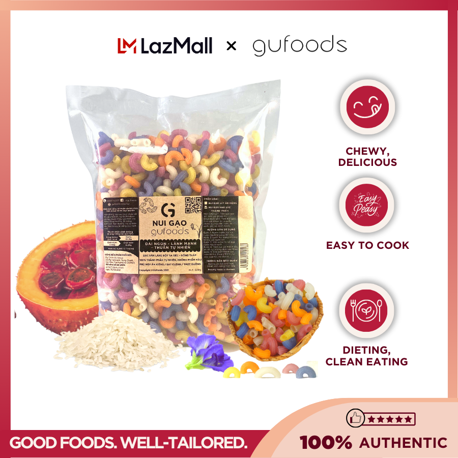 GUfoods brown rice macaroni / mixed-vegetable macaroni (500g) - Delicious, Convenient, Healthy, Clean eating, Vegan
