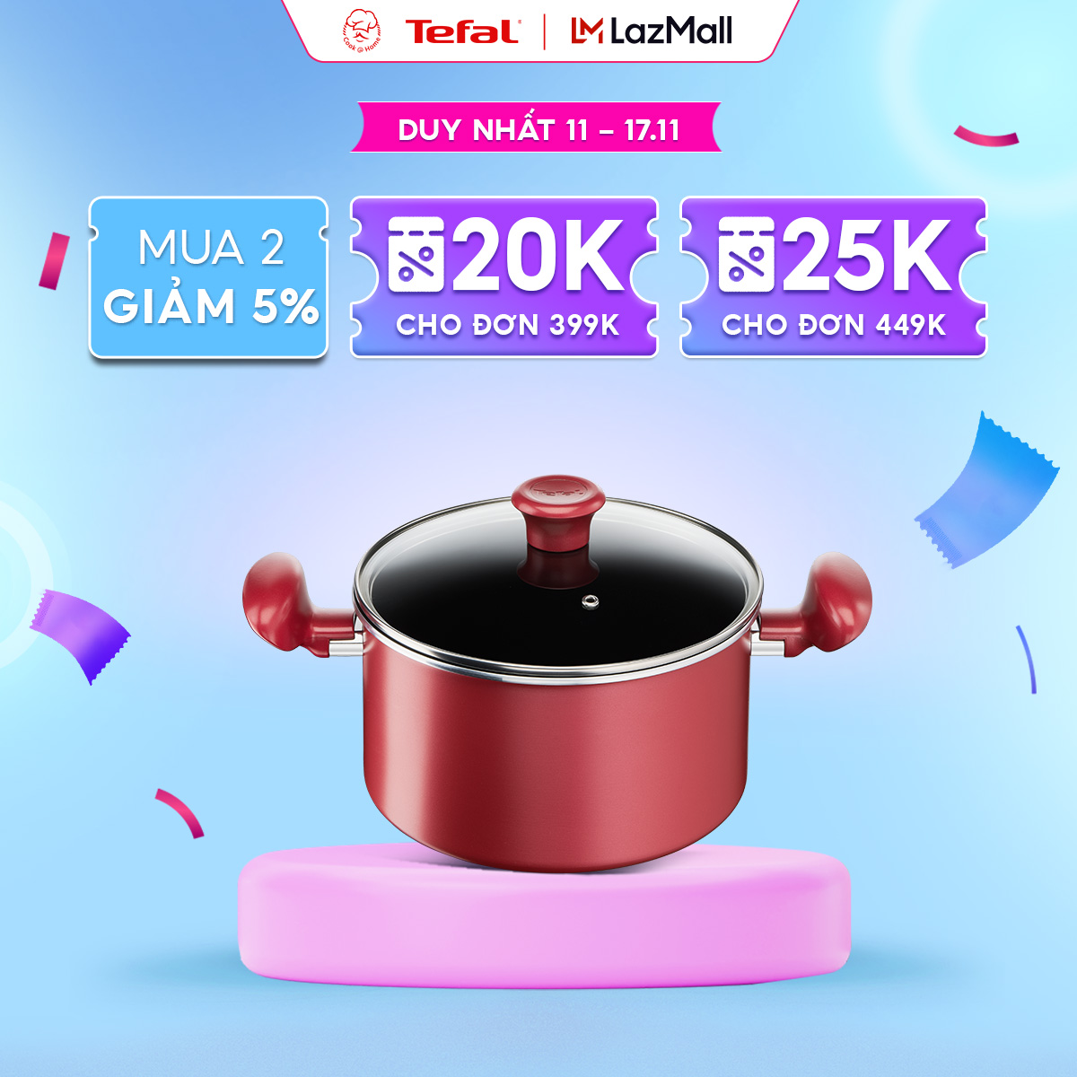 Nồi chống dính Tefal So Chef 22cm dùng trên bếp từ - Bảo hành 2 năm