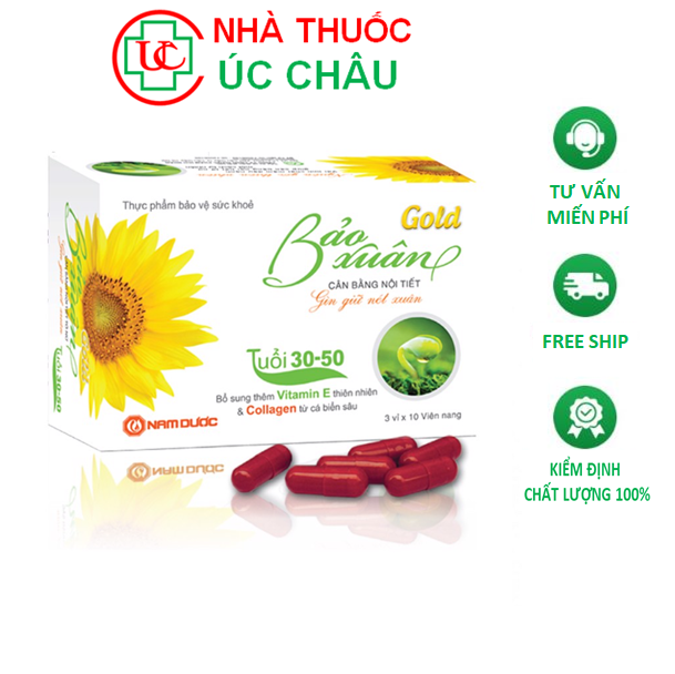 Bảo xuân gold 30-50 tuổi, cân bằng nội tiết tố nữ, bảo xuân vàng hộp 30 viên
