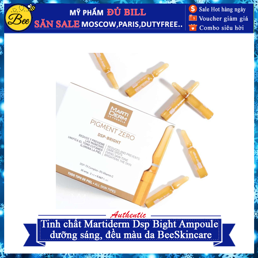 Tinh chất Martiderm Pigzero Dsp Bight Ampoule dưỡng sáng, đều màu da BeeSkincare