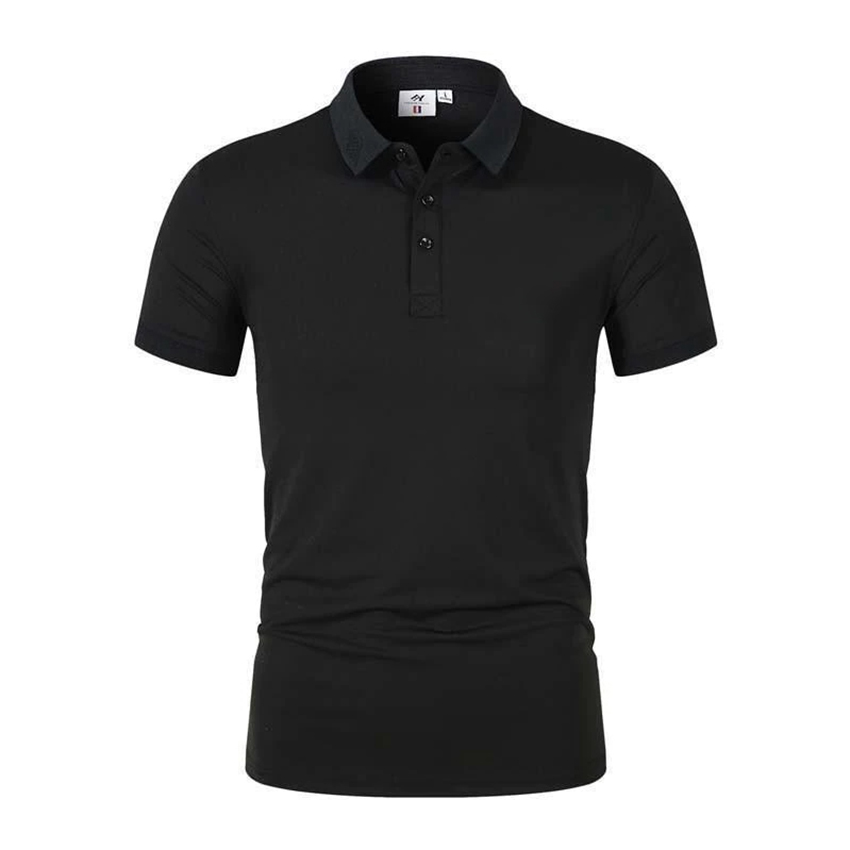 Áo thun nam cổ bẻ cộc tay áo thun nam trơn bo viền vải cá sấu Cotton thoáng mát chống hút mồi hôi chuẩn form