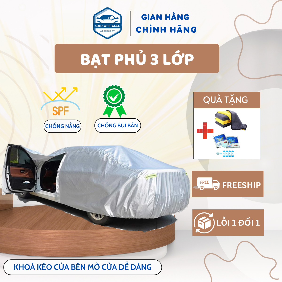 Bạt Phủ Ô Tô - Bạt Phủ Xe Ô Tô - 3 Lớp Chống Xước, Chống Nắng, Chống Cháy, Chống Mưa Dành Cho Ô Tô, Xe Hơi_ Bạt Bảo Vệ Nội Thất xe Hơi