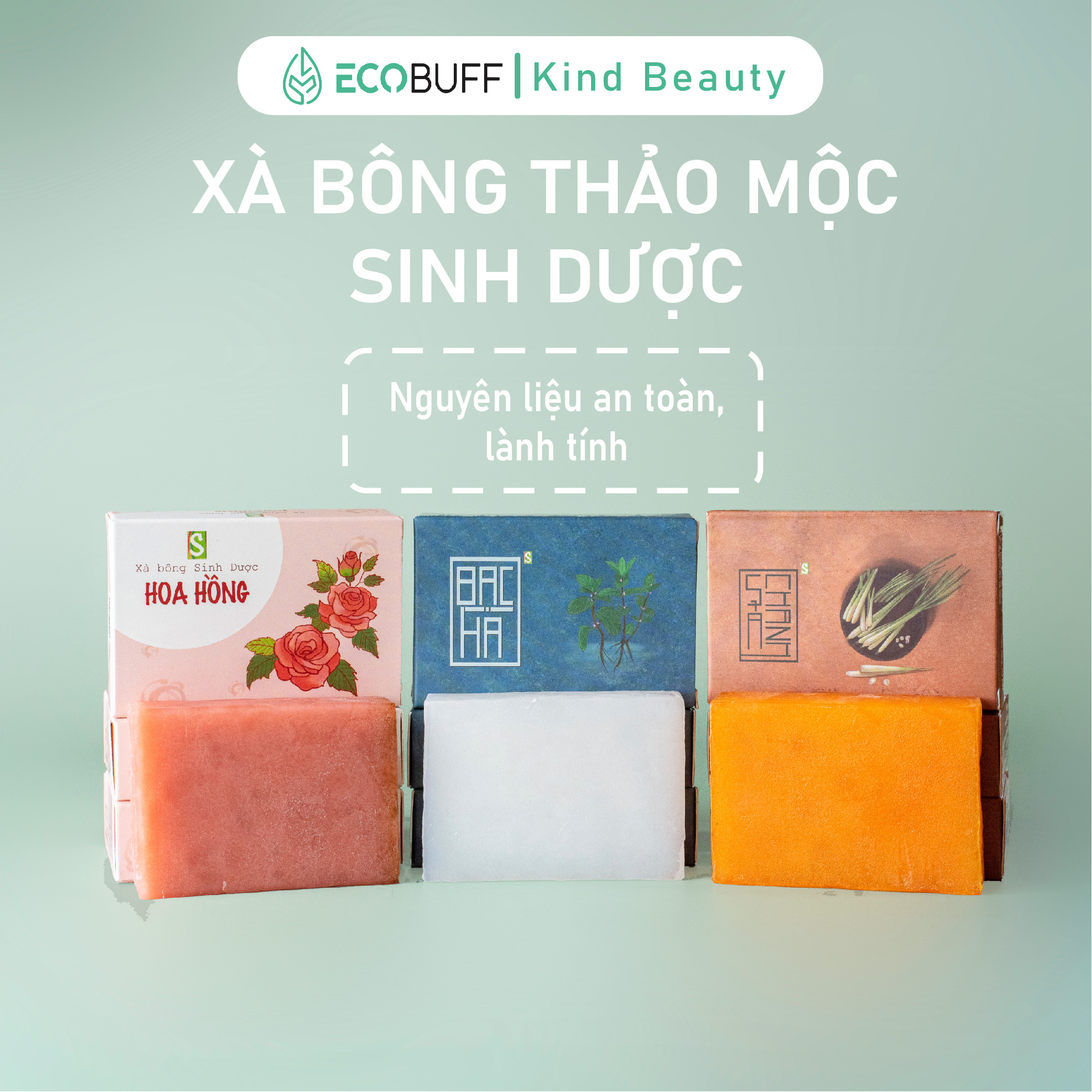 Xà bông tắm thảo mộc Sinh Dược chiết xuất thiên nhiên lành tính Ecobuff